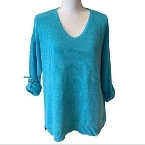 Chico's beautiful  blue open weave sweater